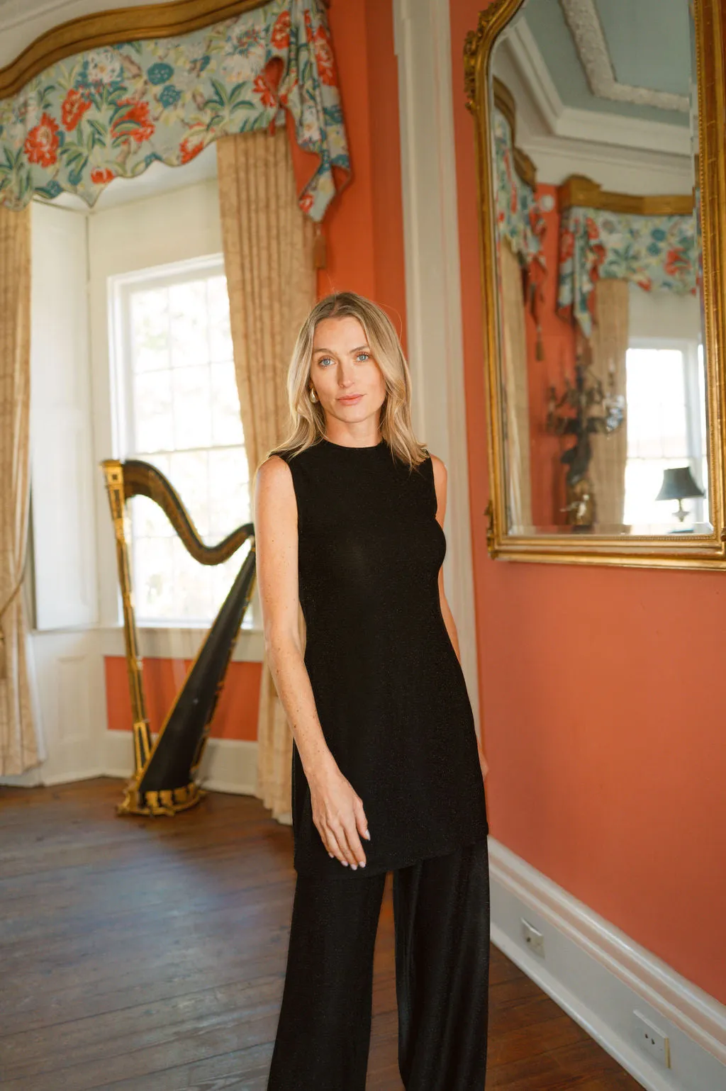 Sleeveless Metallic Tunic Top - Noir sold by Julia Amory product image thumbnail 5