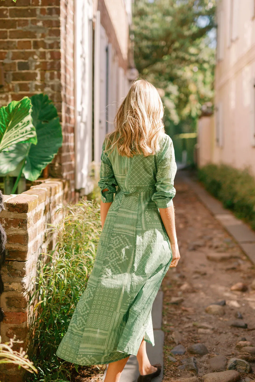 The JA Shirt Dress - Sage Tangier Patchwork sold by Julia Amory product image thumbnail 5
