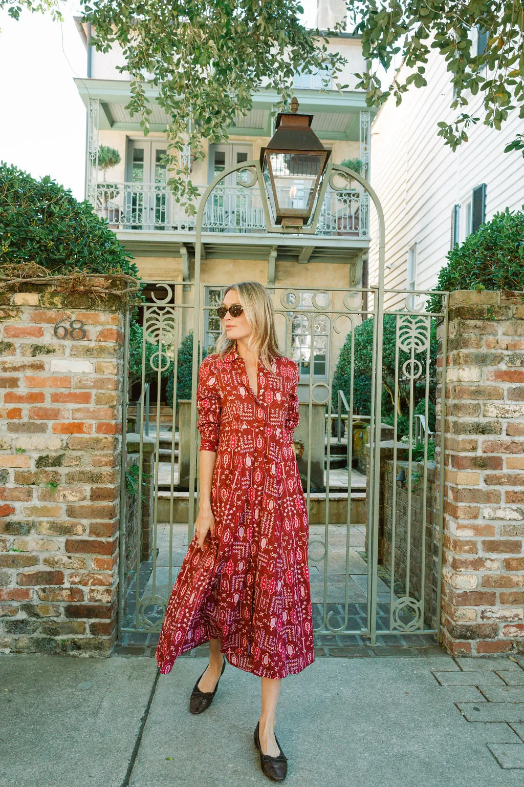 The JA Shirt Dress - Cranberry Loon Patchwork sold by Julia Amory