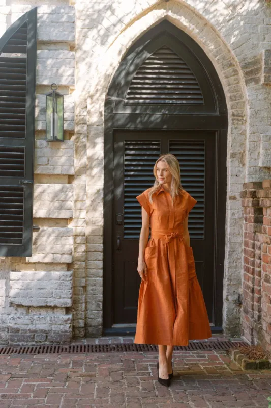 Betty Dress Dupioni - Copper sold by Julia Amory