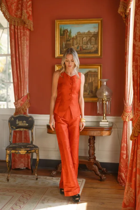 Tess Vest Dupioni - Brick sold by Julia Amory