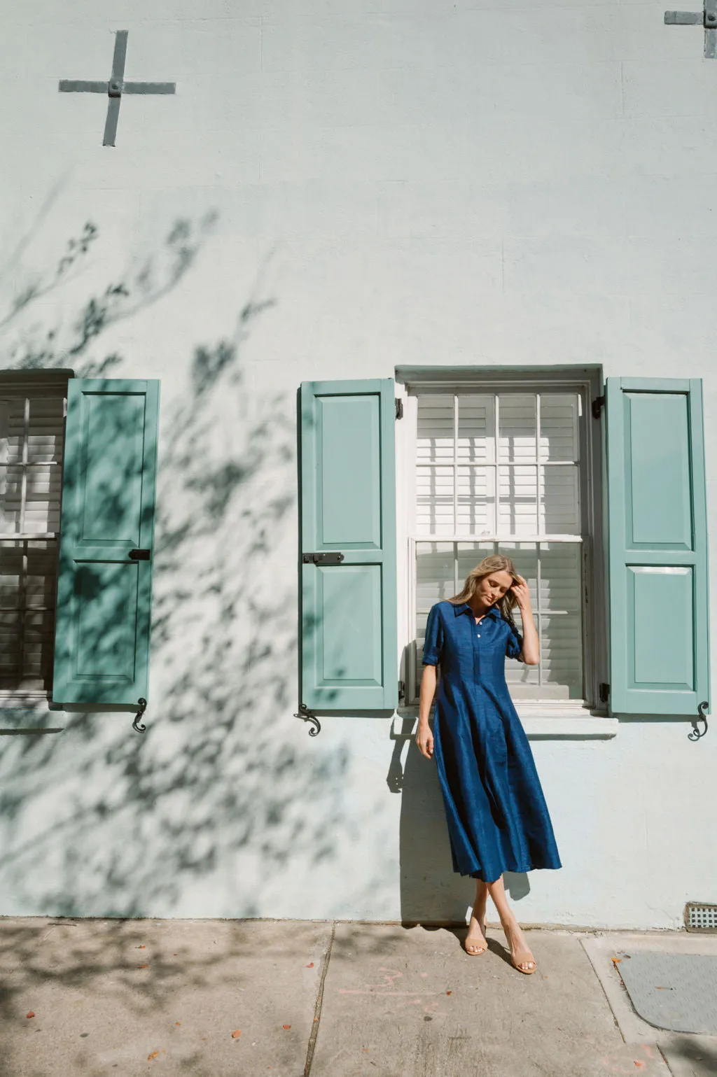 The JA Shirt Dress Dupioni - Twilight sold by Julia Amory product image thumbnail 2