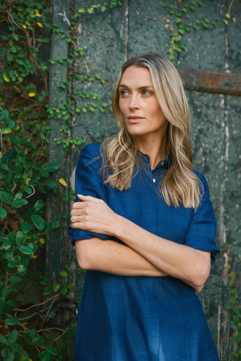 The JA Shirt Dress Dupioni - Twilight sold by Julia Amory product image thumbnail 4