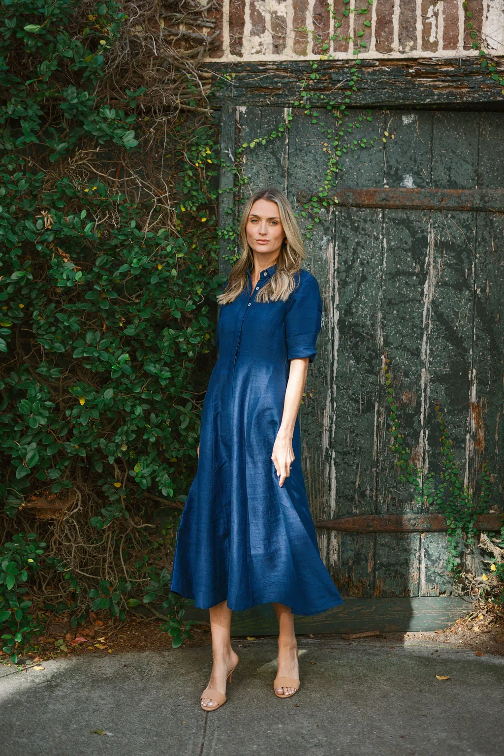 The JA Shirt Dress Dupioni - Twilight sold by Julia Amory product image thumbnail 5