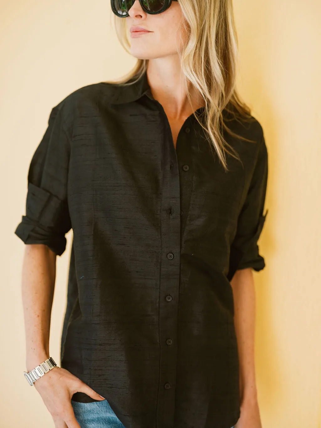 The Carolyn Shirt Dupioni - Noir sold by Julia Amory product image thumbnail 4