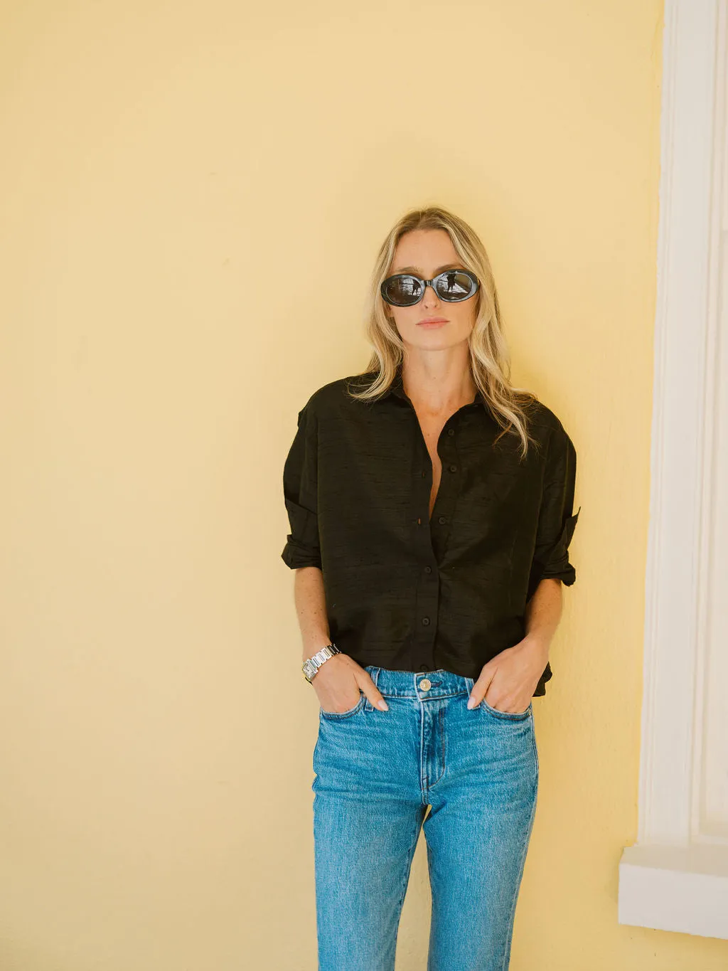 The Carolyn Shirt Dupioni - Noir sold by Julia Amory product image thumbnail 5