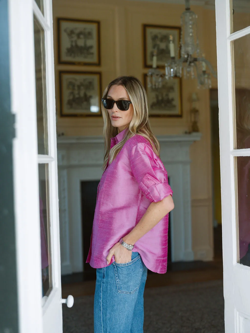 The Carolyn Shirt Dupioni - Iris sold by Julia Amory product image thumbnail 5