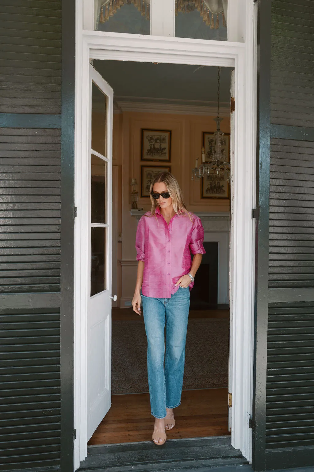 The Carolyn Shirt Dupioni - Iris sold by Julia Amory product image thumbnail 3