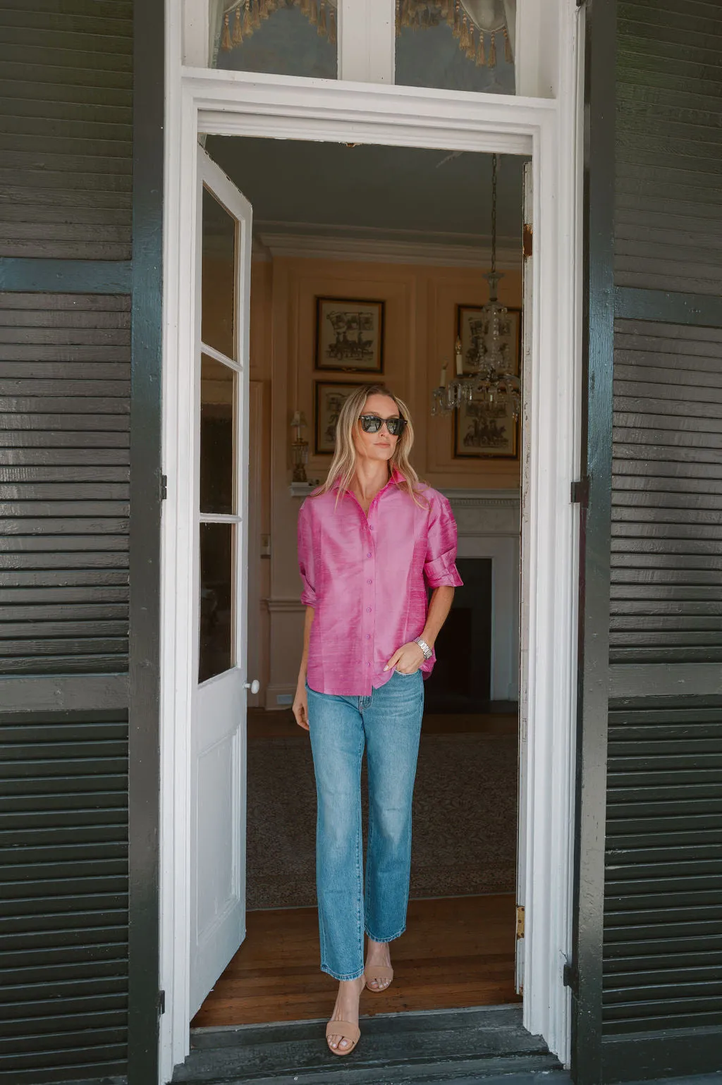 The Carolyn Shirt Dupioni - Iris sold by Julia Amory product image thumbnail 2