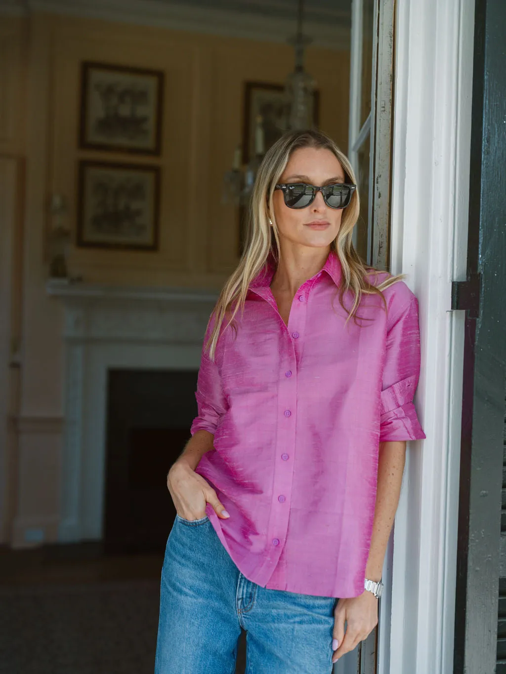 The Carolyn Shirt Dupioni - Iris sold by Julia Amory product image thumbnail 4