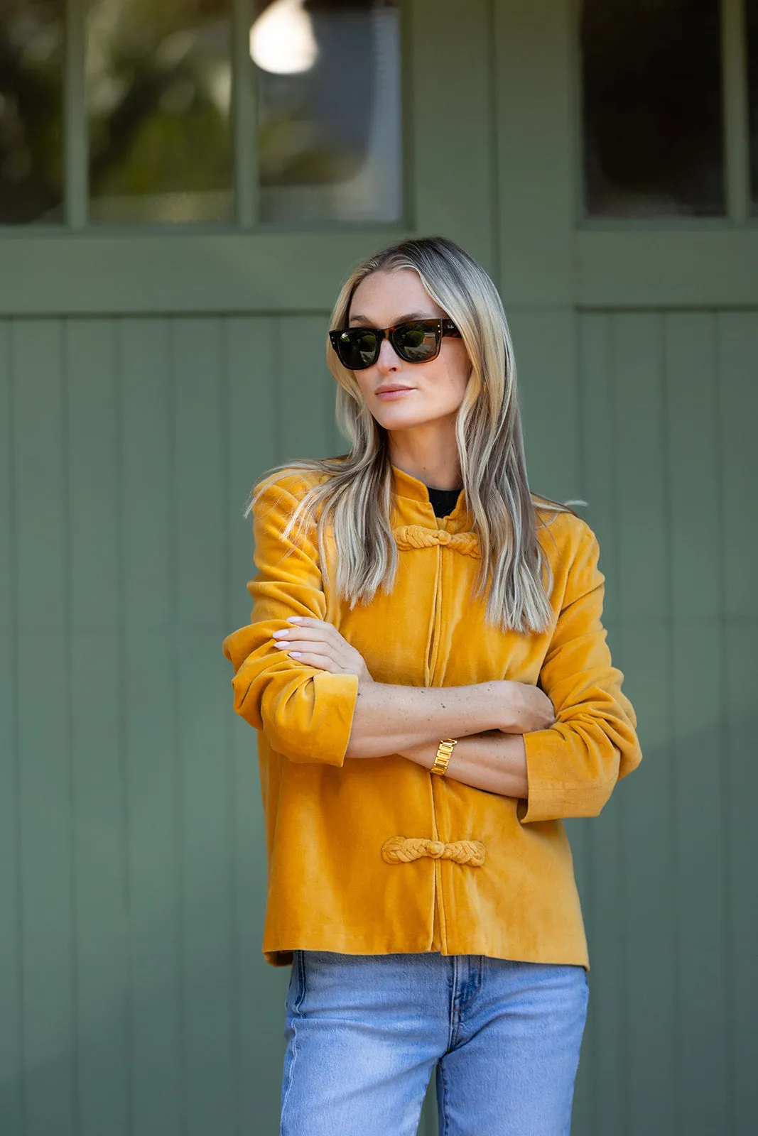 Mandarin Velvet Jacket - Saffron sold by Julia Amory product image thumbnail 3