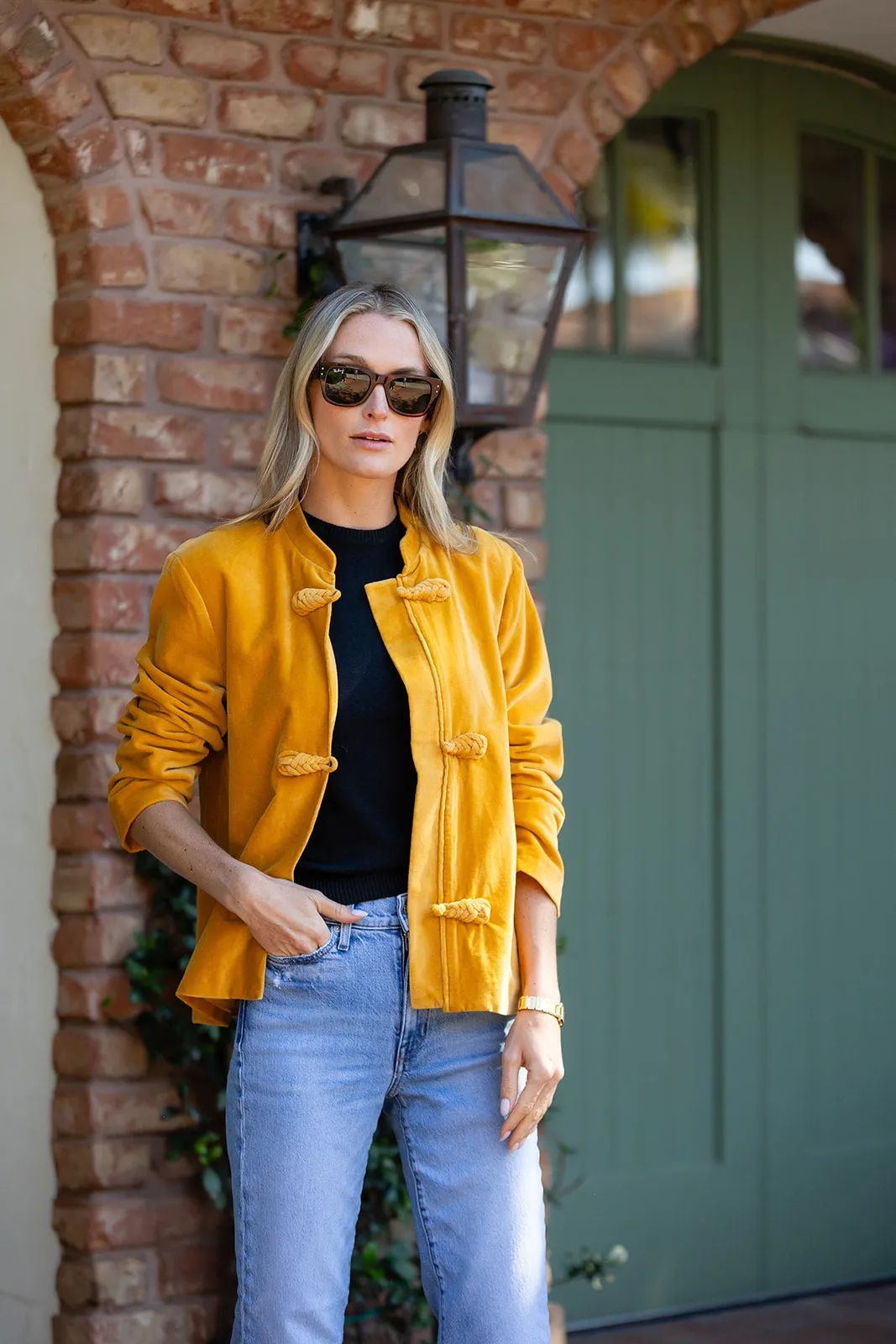 Mandarin Velvet Jacket - Saffron sold by Julia Amory product image thumbnail 5