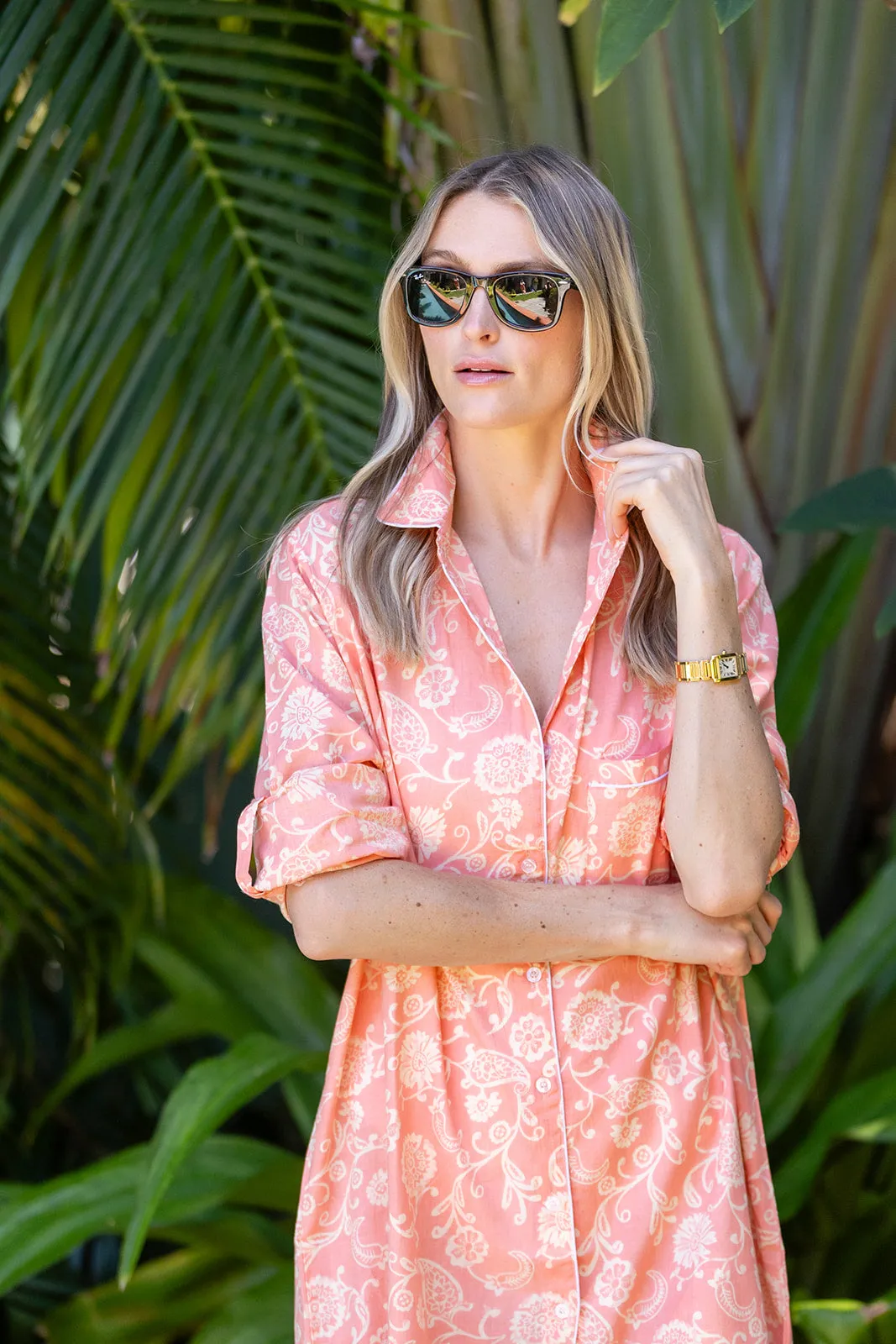 The JA Husband Shirt - Coral Peach Petunia sold by Julia Amory product image thumbnail 3