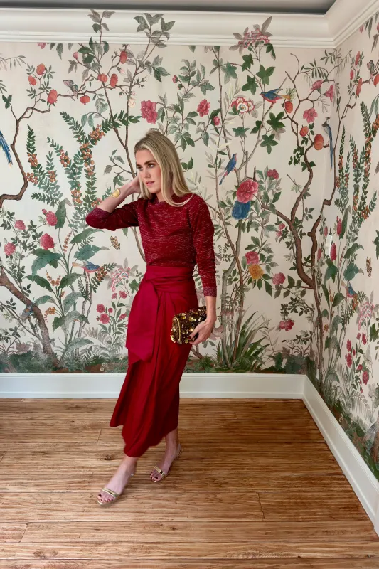 Bacall Sweater - Metallic Cranberry sold by Julia Amory