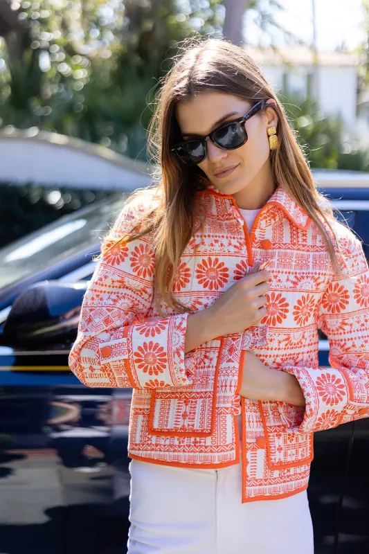 Dakota Jacket - Coral Tulum Stripe sold by Julia Amory