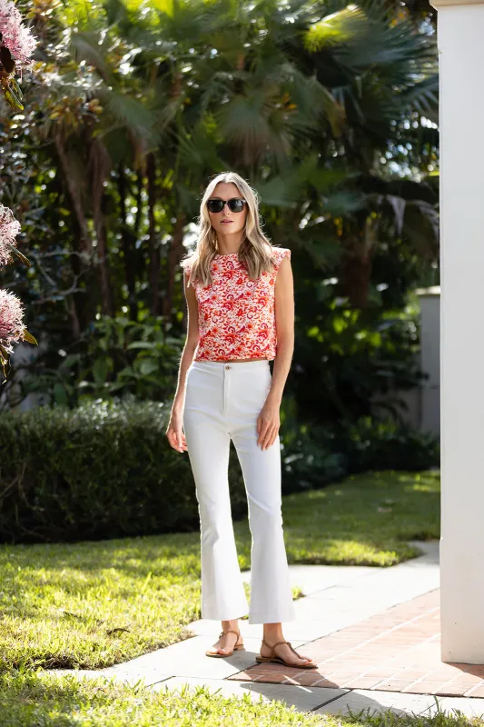 Slim Shell Top - Pomegranate Jonchet Chintz sold by Julia Amory