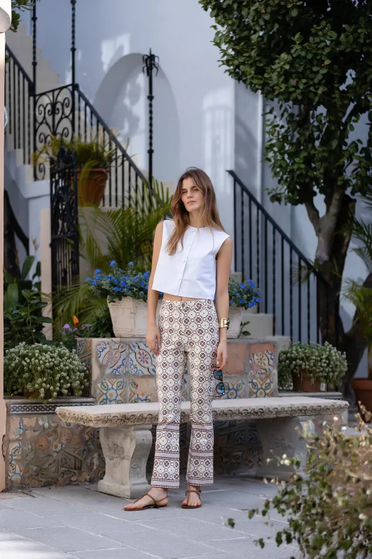 Bell Canvas Pant - Coco Taormina Tile sold by Julia Amory