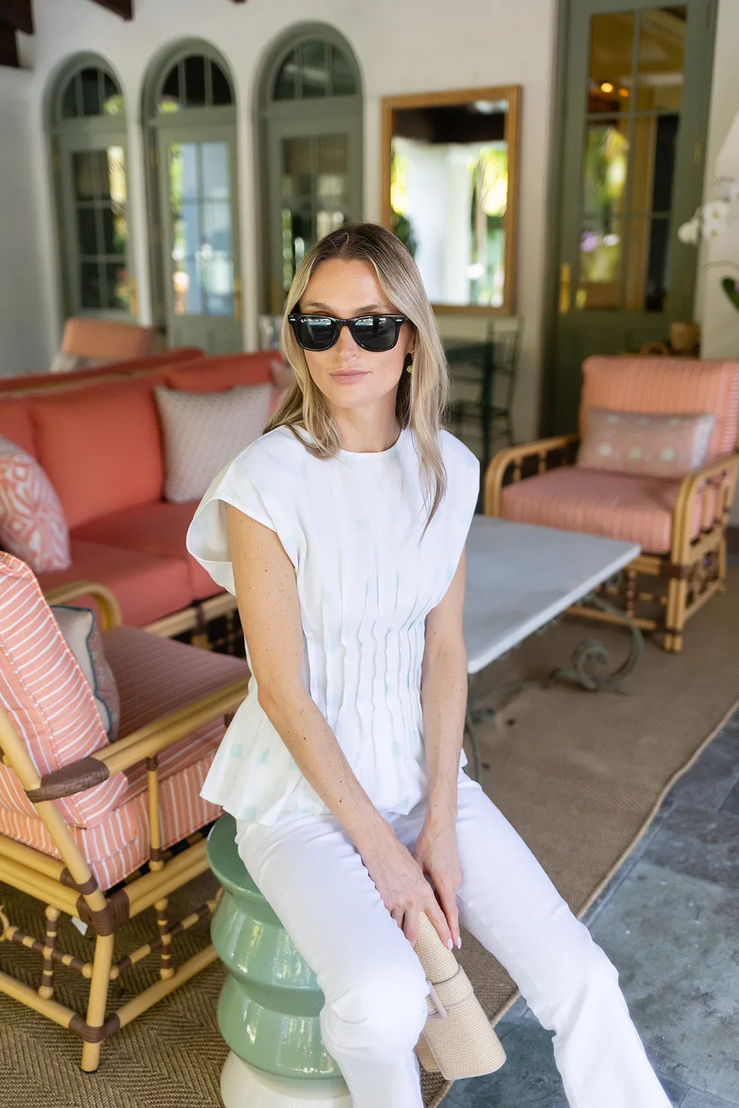 Ava Top - Pale Aqua Ikat sold by Julia Amory product image thumbnail 2