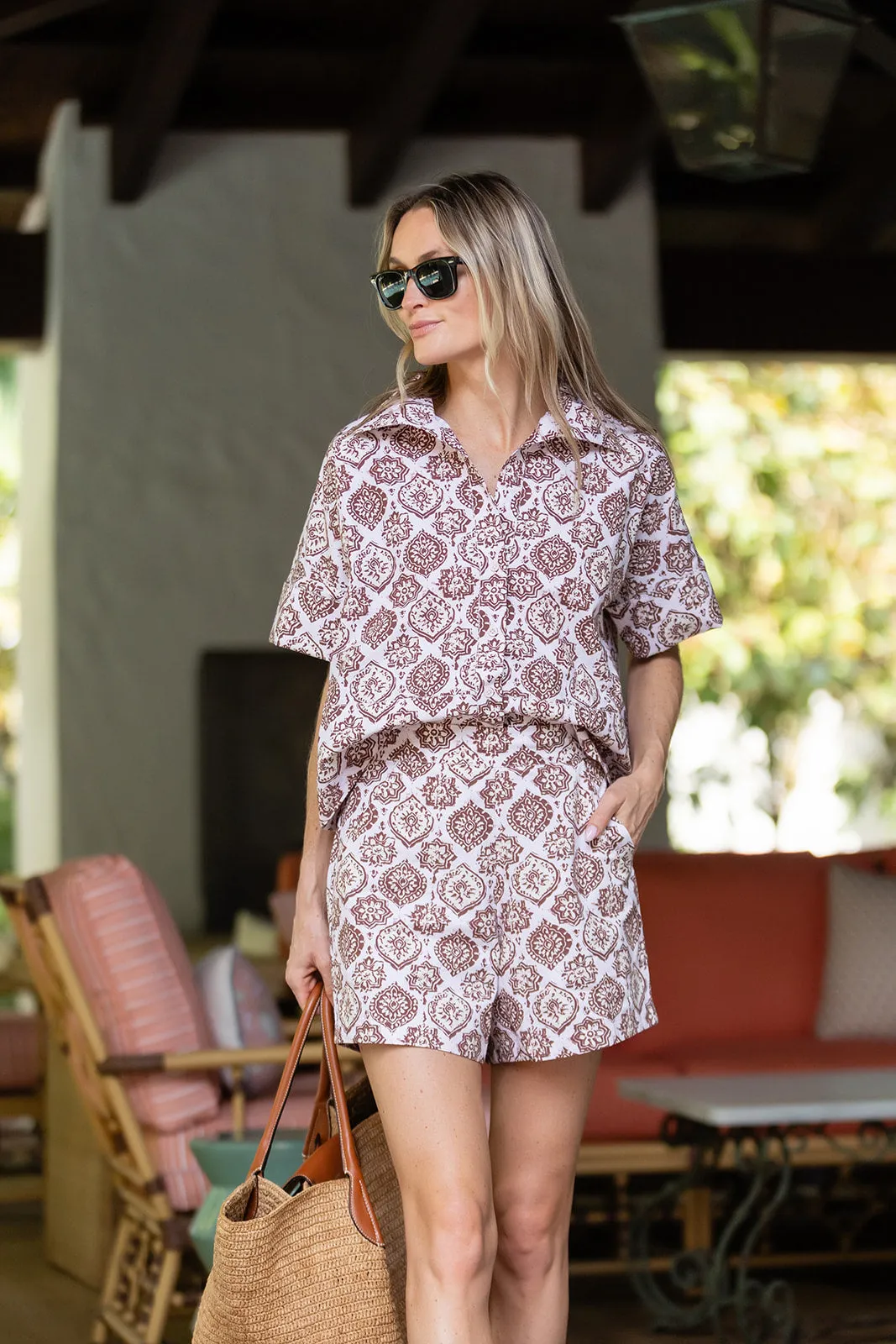 Cabana Short Poplin - Coco Moroccan Medallion sold by Julia Amory product image thumbnail 5