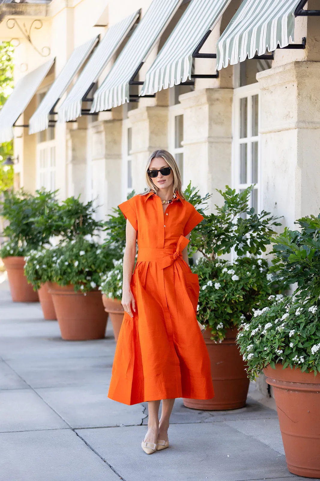 Betty Dress Dupioni - Tangerine sold by Julia Amory product image thumbnail 4