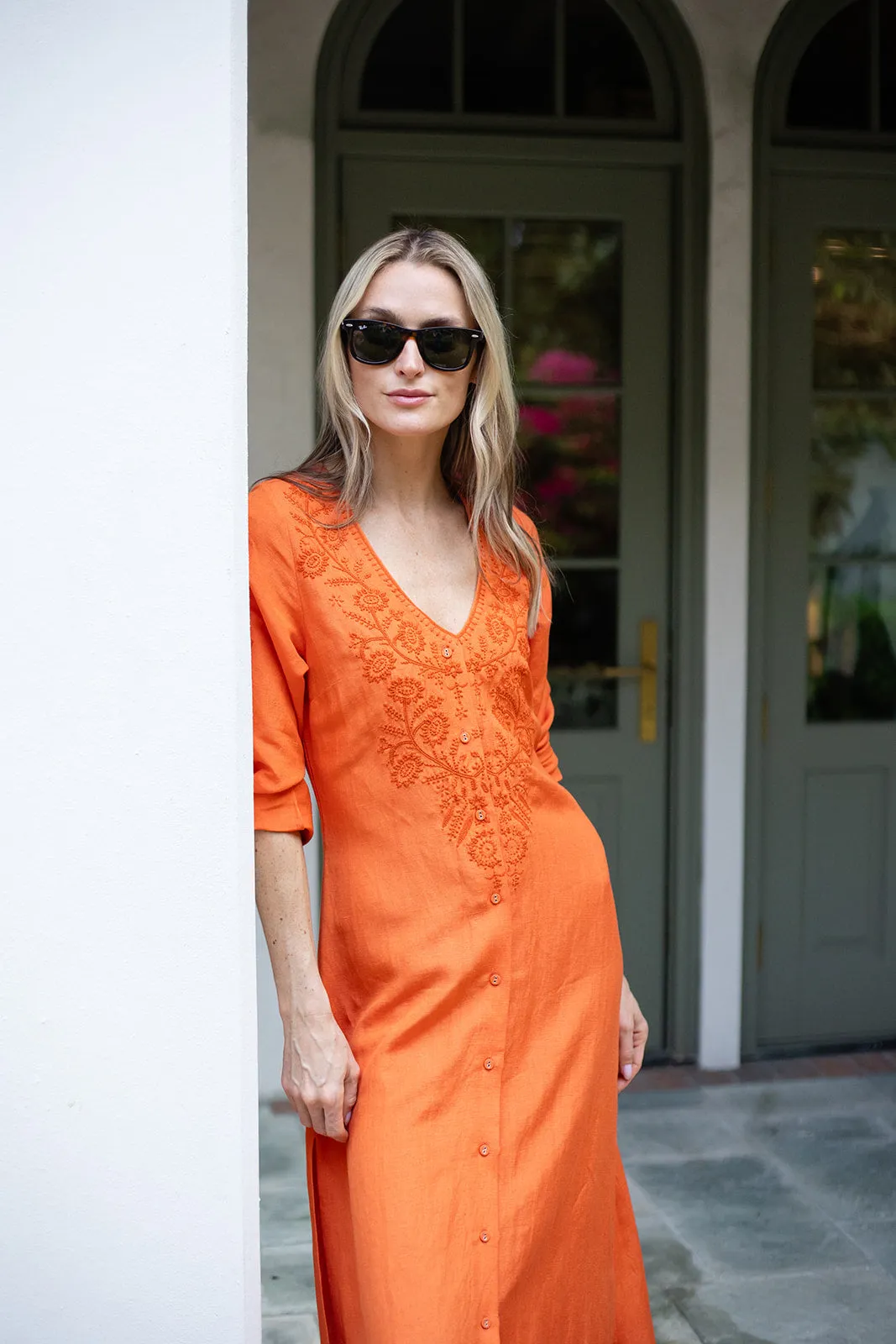 Chloe Caftan - Tangerine sold by Julia Amory
