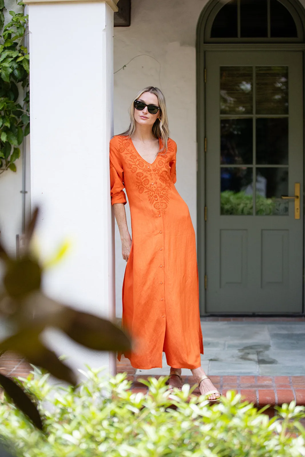 Chloe Caftan - Tangerine sold by Julia Amory product image thumbnail 4