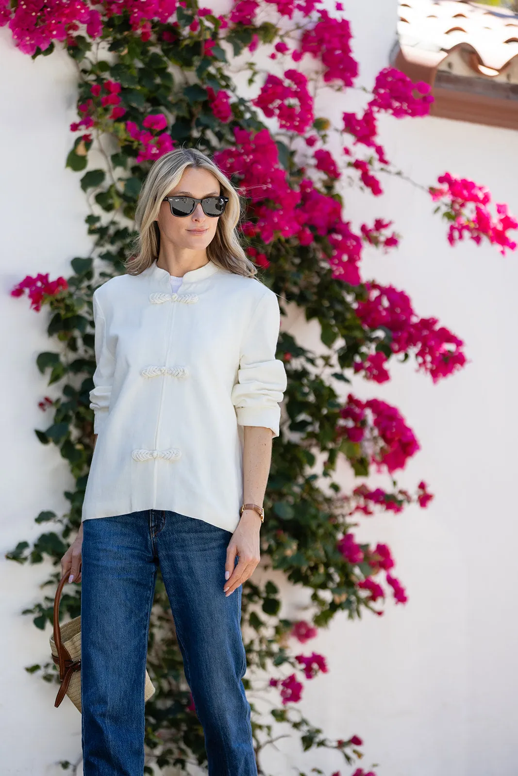 Mandarin Jacket Linen - Blanc sold by Julia Amory