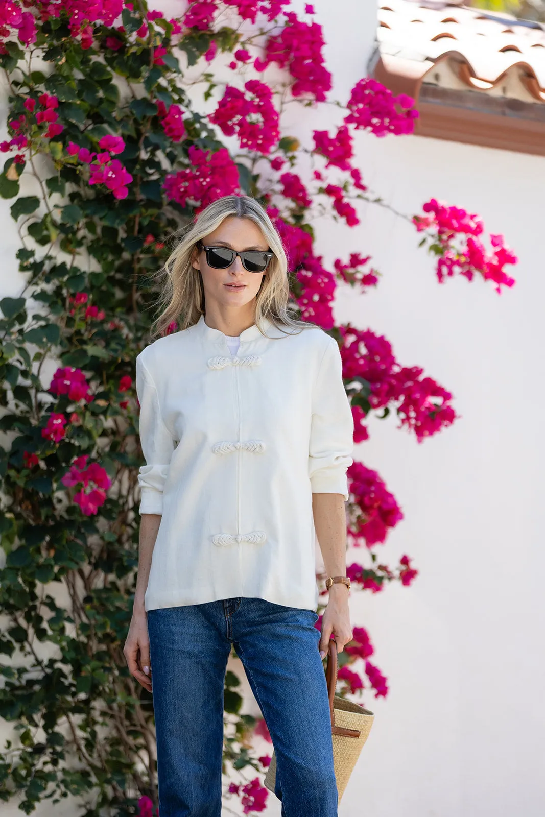 Mandarin Jacket Linen - Blanc sold by Julia Amory product image thumbnail 5