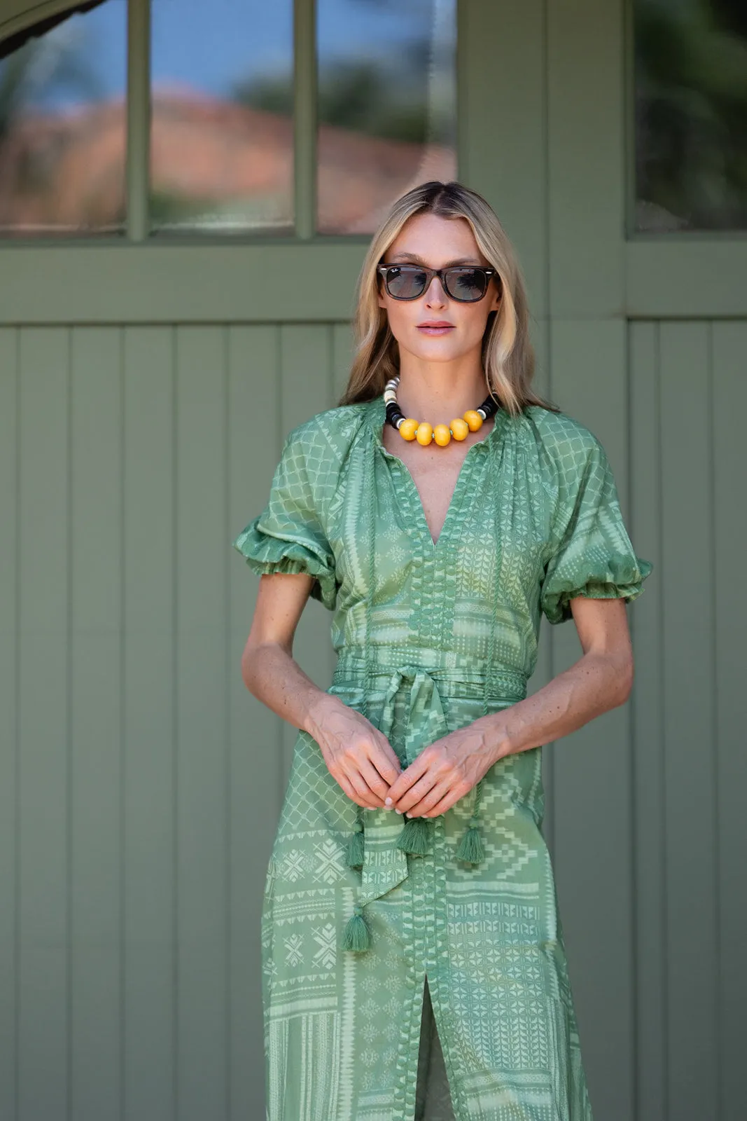 Zoe Dress - Sage Tangier Patchwork sold by Julia Amory product image thumbnail 5