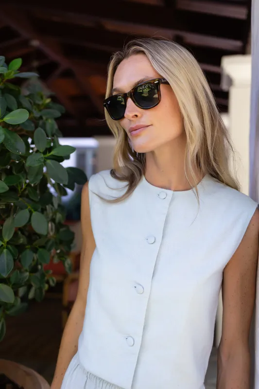 Blair Top Linen - Pale Aqua sold by Julia Amory