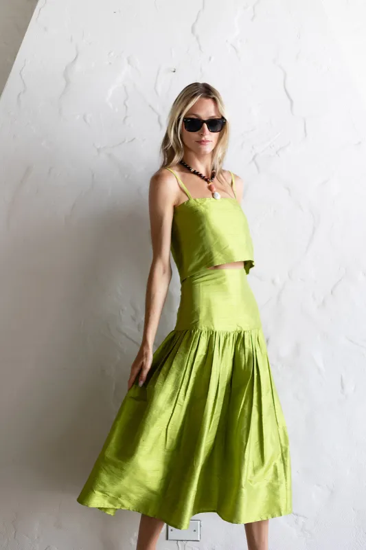 Circle Top Dupioni - Chartreuse sold by Julia Amory