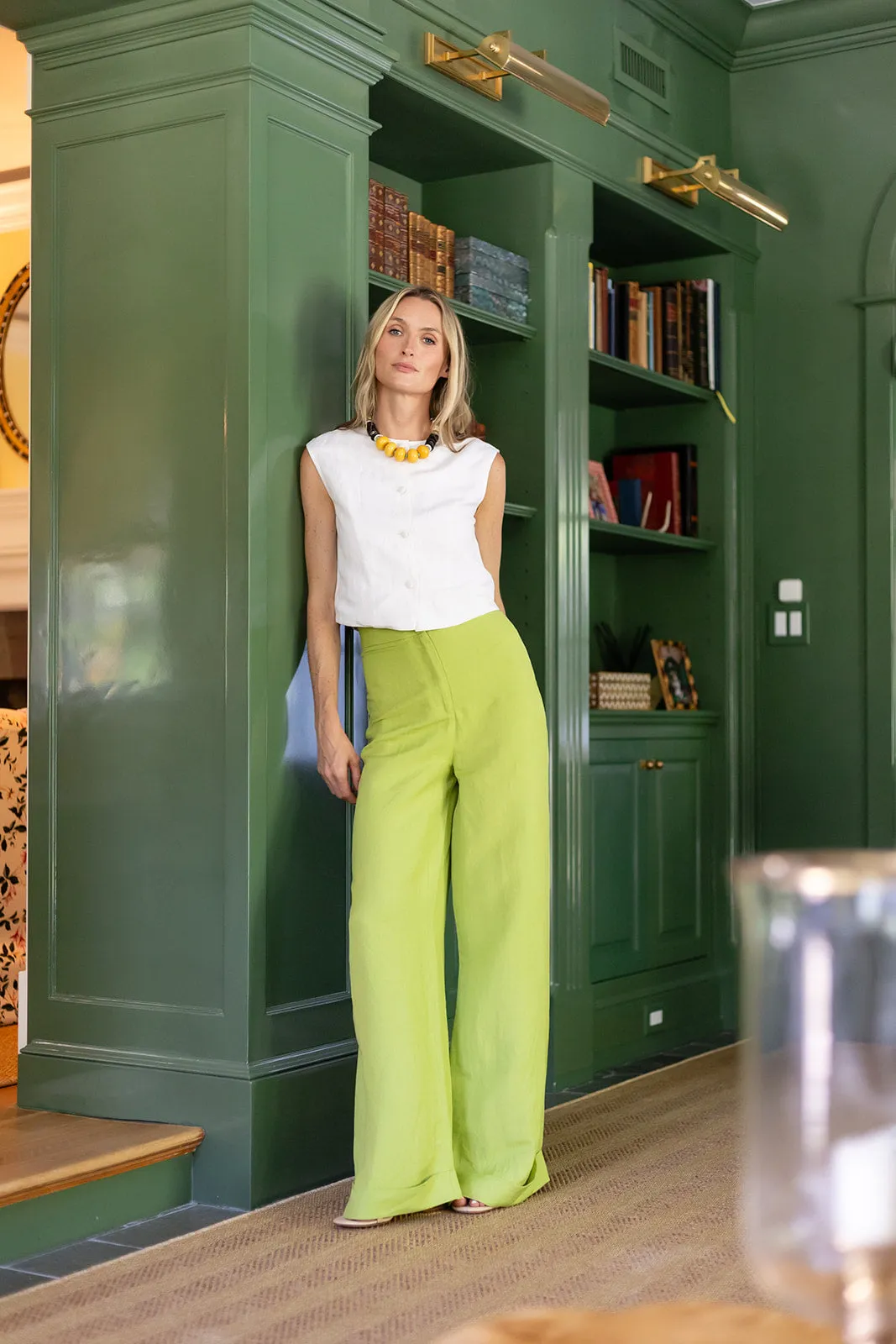 Summer Julia Pant Linen - Chartreuse sold by Julia Amory product image thumbnail 2