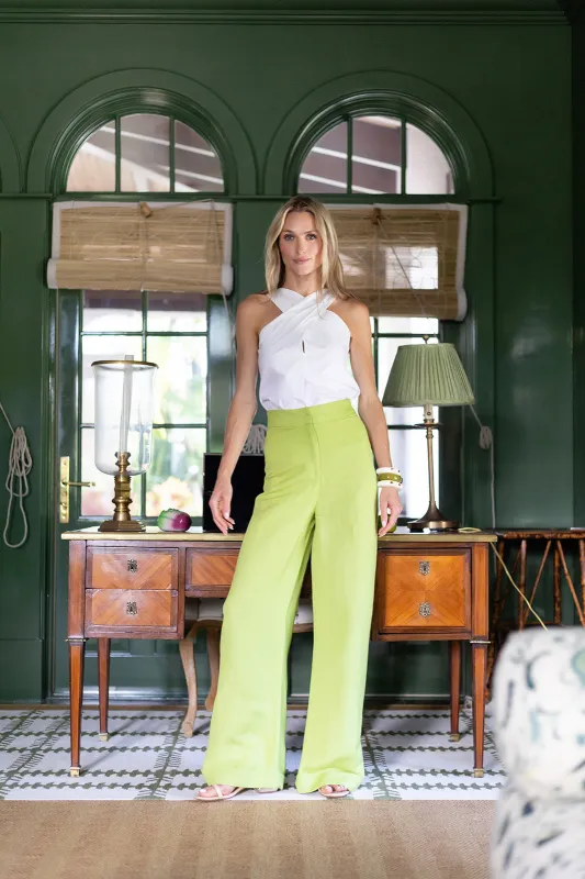 Summer Julia Pant Linen - Chartreuse made by Julia Amory