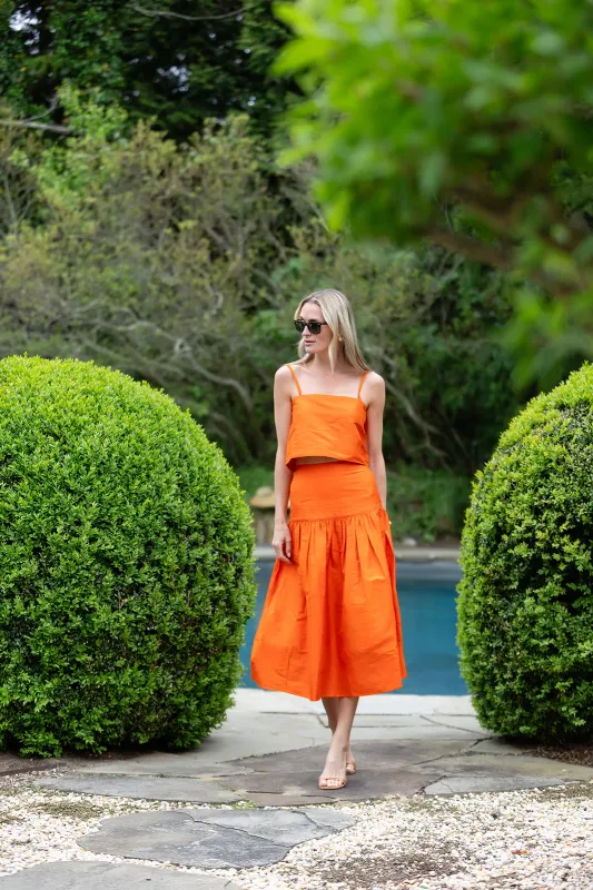 Circle Skirt Dupioni - Tangerine sold by Julia Amory