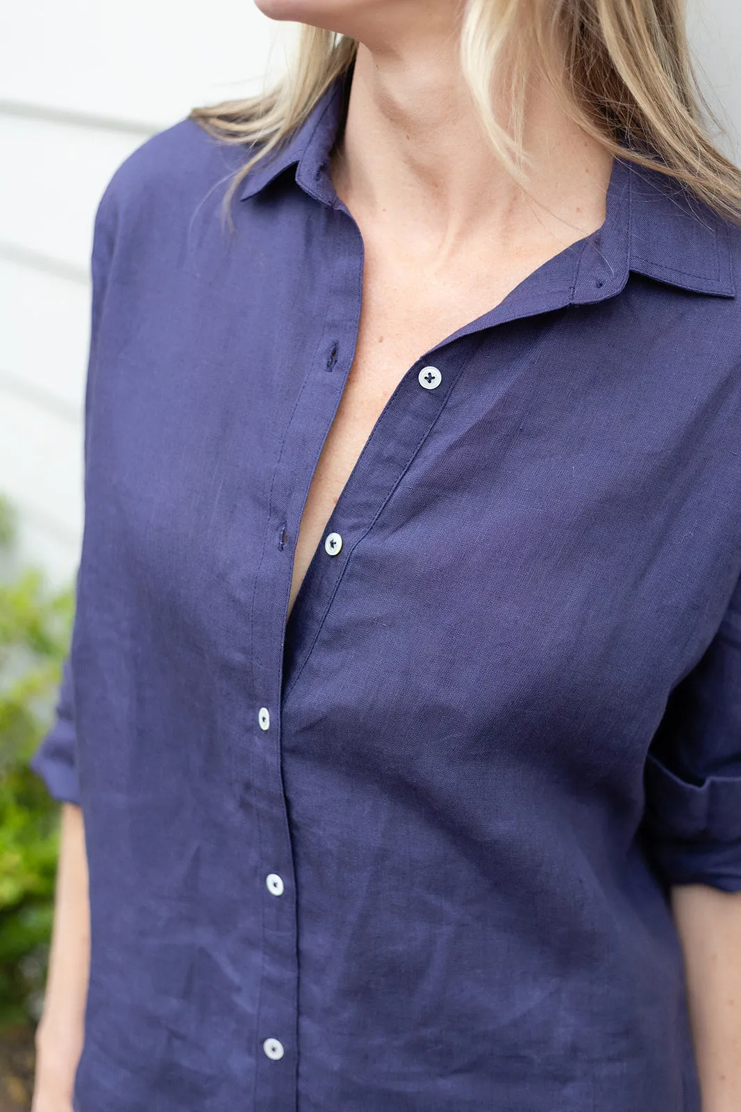 Halsey Linen Shirt - Peacoat sold by Julia Amory product image thumbnail 4