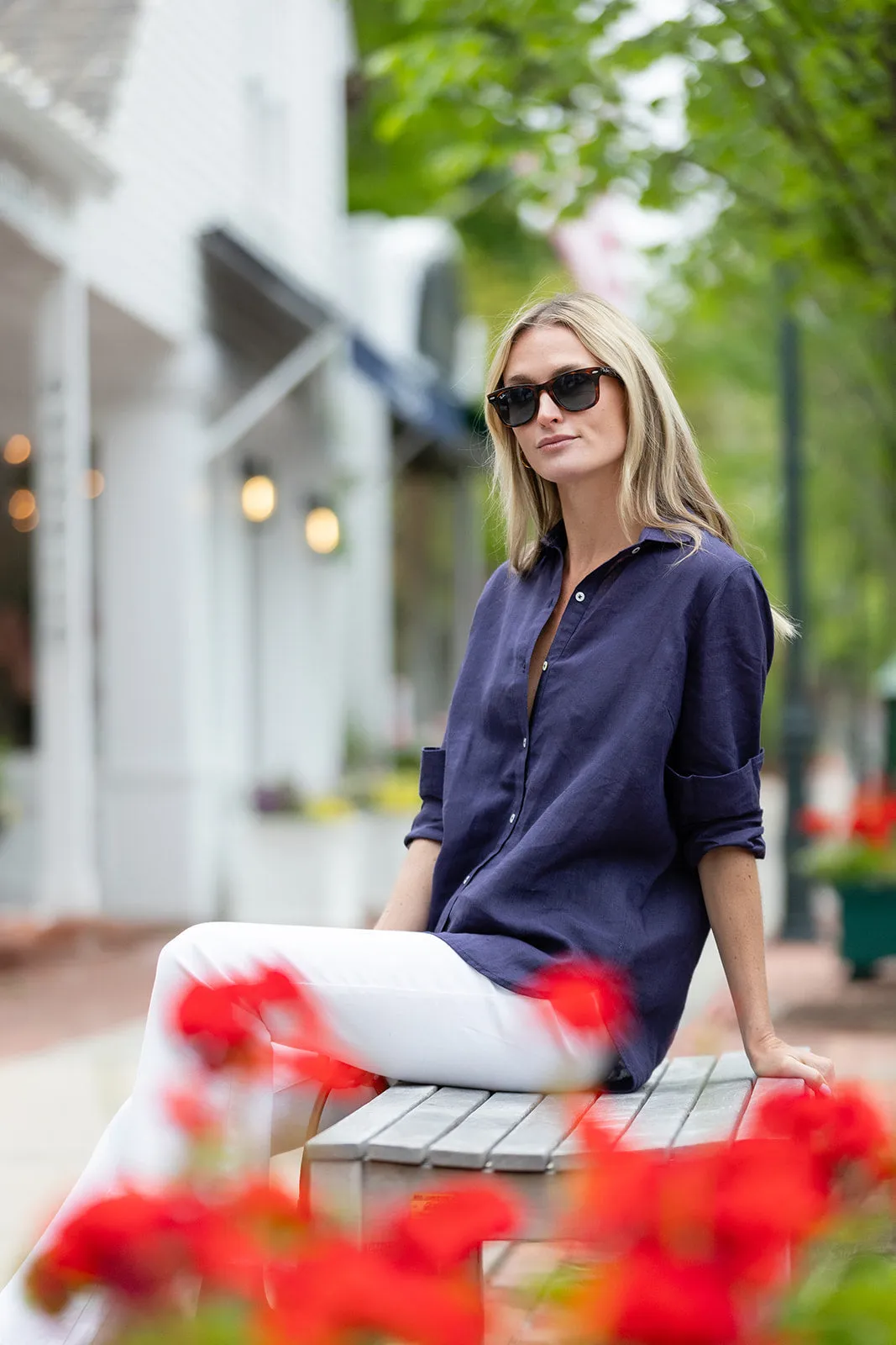 Halsey Linen Shirt - Peacoat sold by Julia Amory product image thumbnail 2