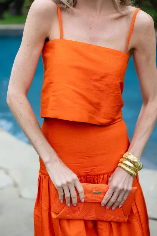 Circle Top Dupioni - Tangerine sold by Julia Amory