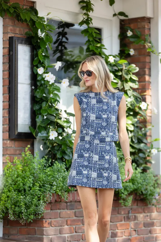 Slim Shell Top - Peacoat Labyrinth sold by Julia Amory