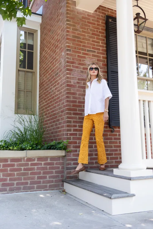 Bell Pant Twill - Saffron Cassis sold by Julia Amory