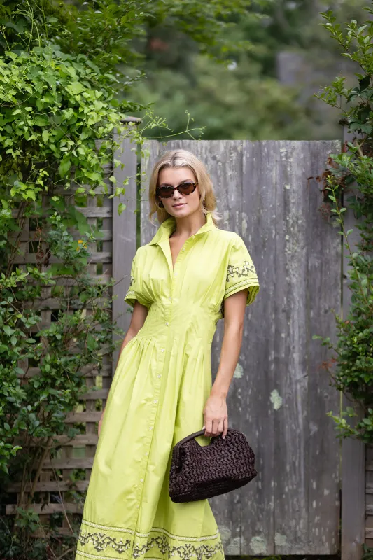 Mustique Pintuck Dress - Chartreuse sold by Julia Amory