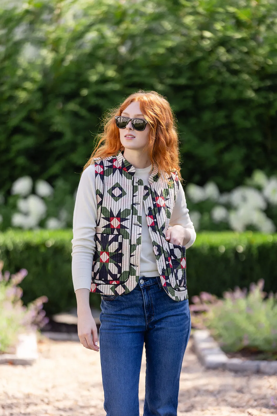 Montauk Vest - Egret Patchwork sold by Julia Amory