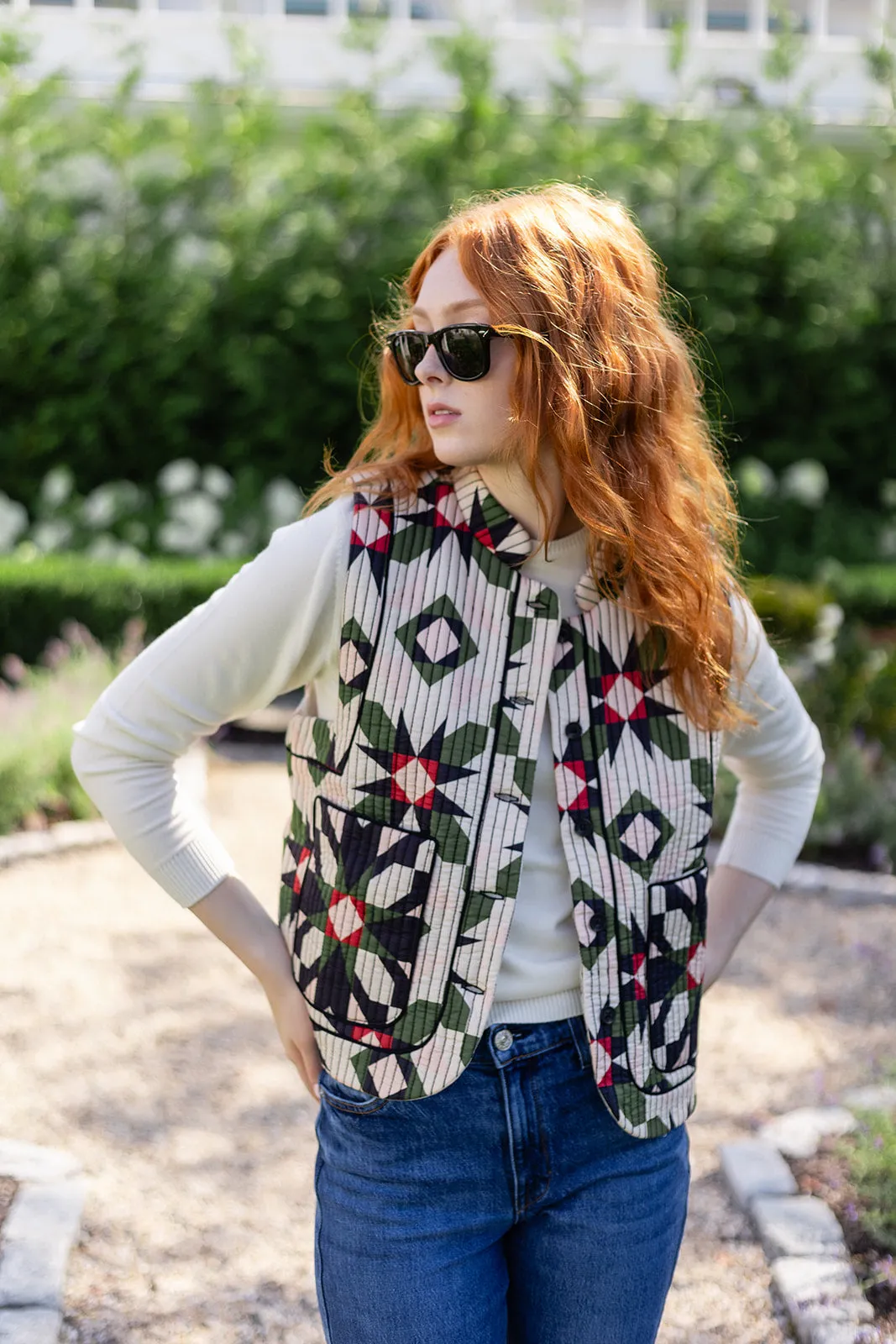 Montauk Vest - Egret Patchwork sold by Julia Amory product image thumbnail 4