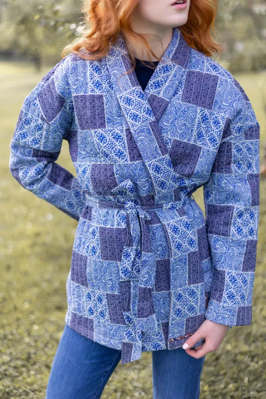 Hazel Wrap Jacket - Peacoat Venetian Tile sold by Julia Amory