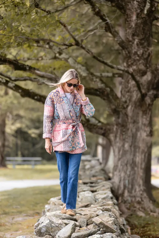 Hazel Wrap Jacket - Rose Kilim Patchwork sold by Julia Amory