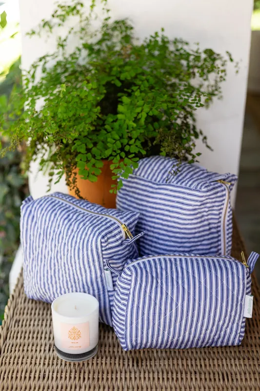 Peacoat Ticking Stripe Toiletry Set made by Julia Amory