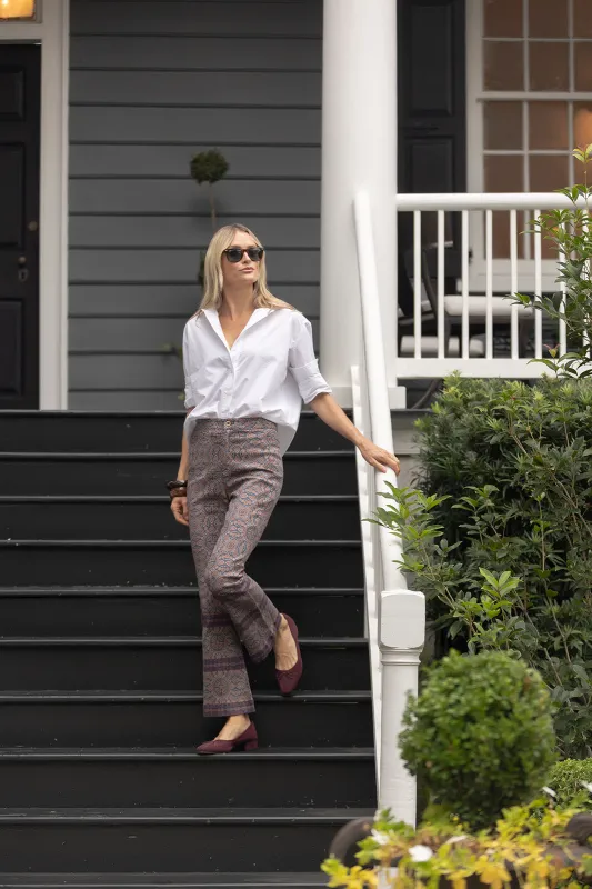 Bell Pant Twill - Peacoat Castillo Medallion sold by Julia Amory