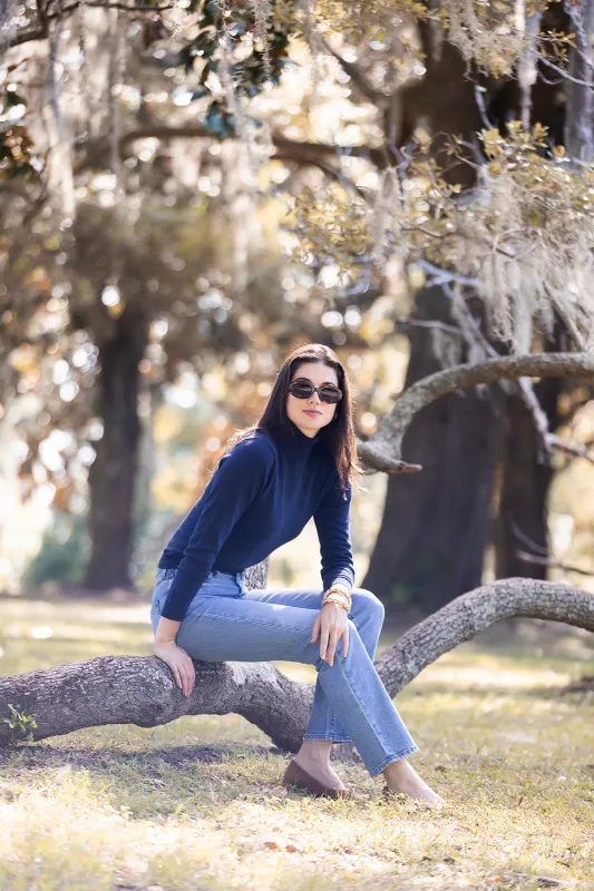 Diane Turtleneck Sweater - Peacoat sold by Julia Amory