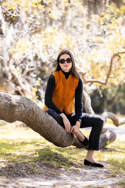 Montauk Vest Corduroy - Tobacco sold by Julia Amory