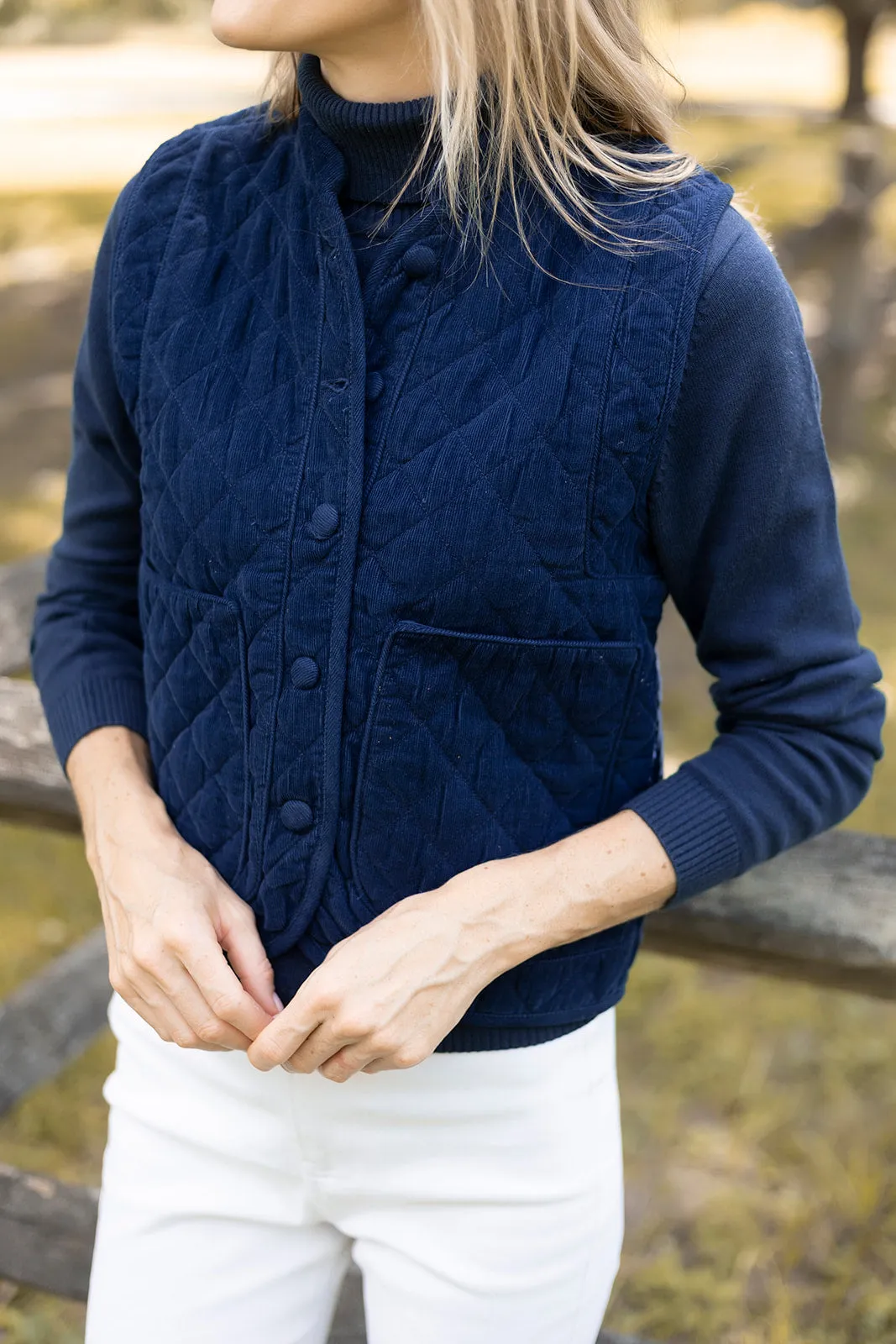 Montauk Vest Corduroy - Peacoat sold by Julia Amory product image thumbnail 3