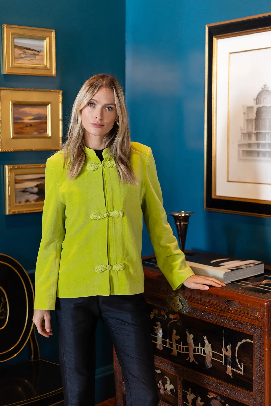 Mandarin Velvet Jacket - Matcha sold by Julia Amory product image thumbnail 4